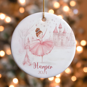 Personalized Pink Ballet Dancer Ornament, Custom Kids Christmas Ornaments, Childrens Gift Ornament with Any Name, Pastel Girls Ornaments