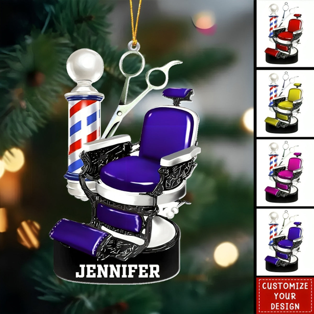 Custom Barber Chair Ornament, Personalized Ornament, Christmas Gift For Barber