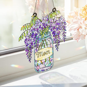 Custom Mom Suncatcher, Holographic Wisteria, Mother's Day Gift