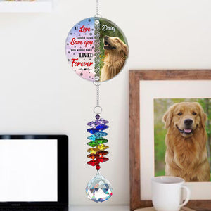 Personalized Dog Photo Memorial Ornament with Crystal Prism, Custom Pet Name Ornament, Smiling Dog Window Decor, Rainbow Maker Memorial Gift