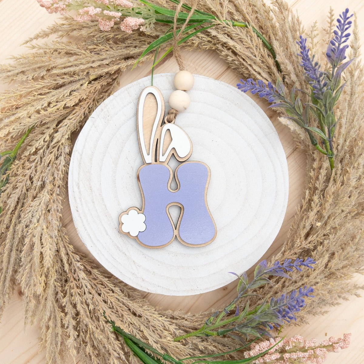 Personalized Bunny Letter Easter Basket Tag, Custom Wood Name Tag, Gift For Kid, Gift For Baby