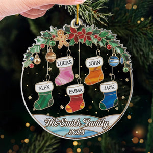 Family Stockings Full Of Memories - Personalized Acrylic Shaped Ornament - Gift For Family, Christmas Gift