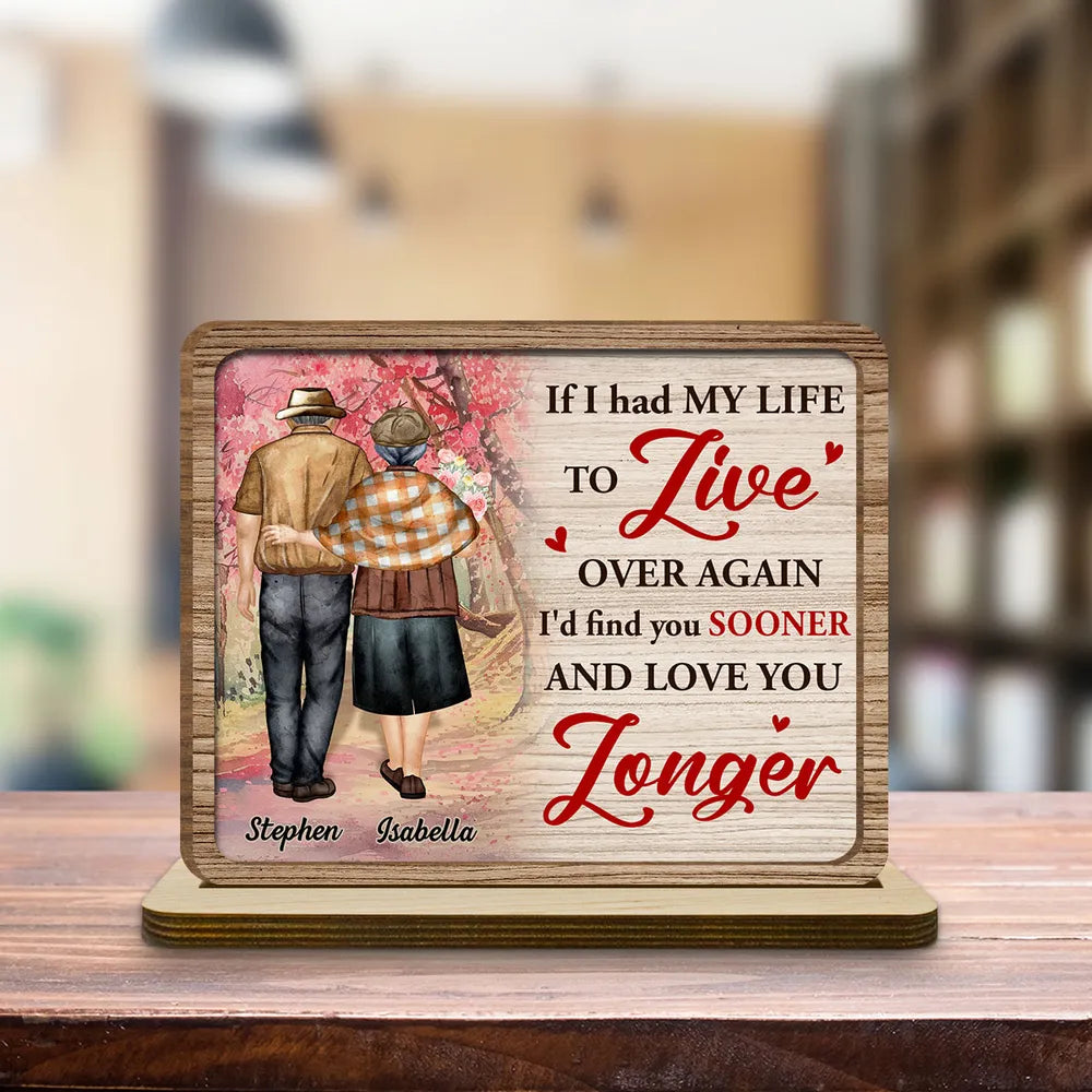 Love You Longer - Personalized Wooden Plaque - Valentine's Day Gift, Anniversary Gift For Couple