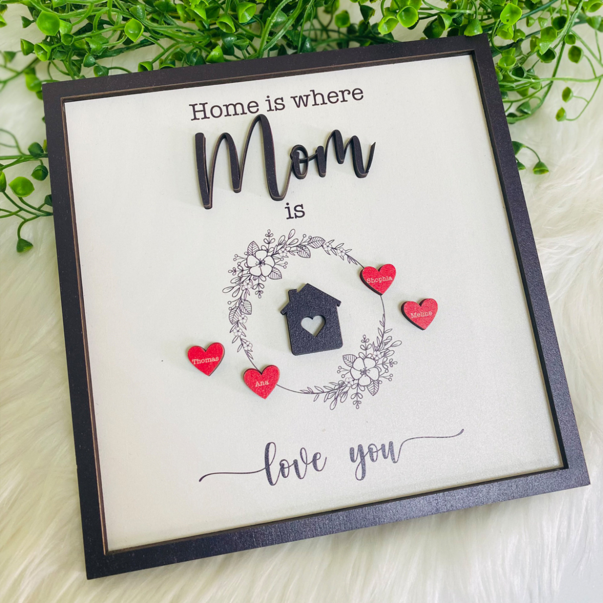 Personalized Mom Sign Mother's Day, Home Is Where Mom Is, Gifts From Kids, Personalized Mom Wooden Sign