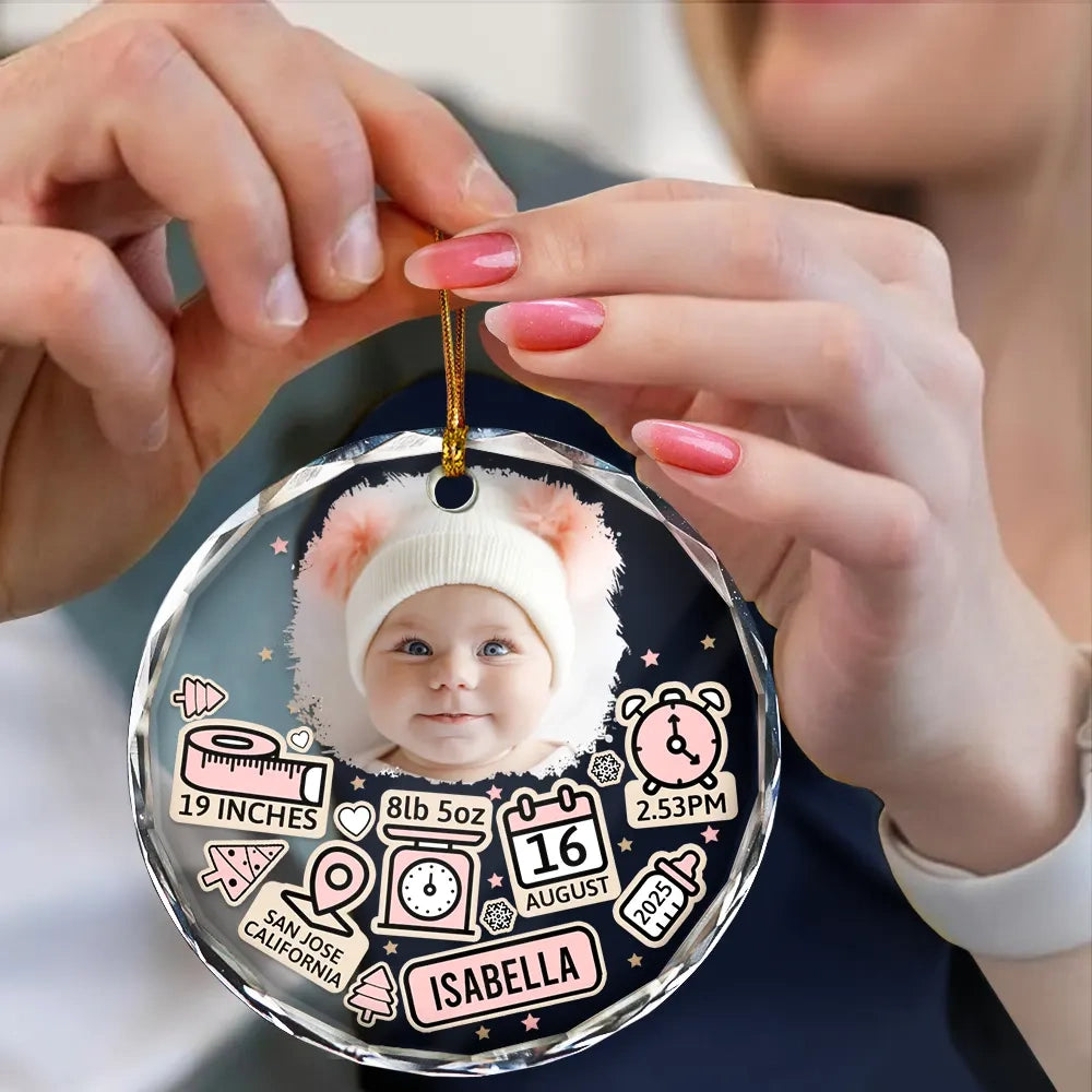 Custom Photo Baby First Christmas - Personalized Crystal Ornament - Gift For Baby, First Christmas Gift