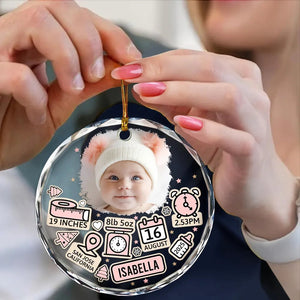 Custom Photo Baby First Christmas - Personalized Crystal Ornament - Gift For Baby, First Christmas Gift