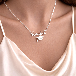 Name Graduation Necklace, Personalized Senior Pendant, 2026 Grad Gift Jewelry, High School Graduation Gift, Grad Cap Necklace