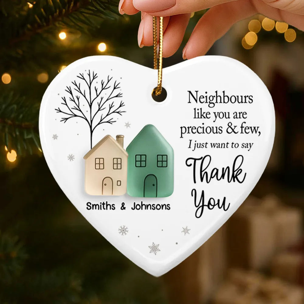 Thank You Neighbors Sea Glass Appreciation Gift - Personalized Ornament - Christmas Thank You Gift