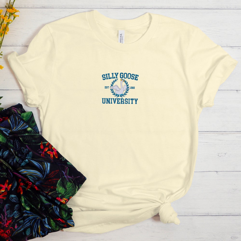 Embroidered Silly Goose University Shirt, Goose Crewneck Sweatshirt, Funny Sweatshirt, Funny Embroidered Tees, Group Gang Goose Shirt