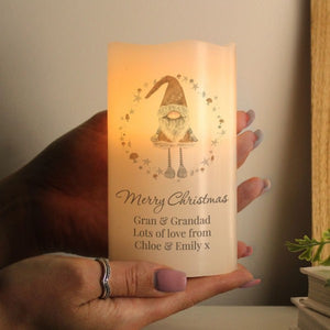 Gnome Merry Christmas - Custom LED Flameless Candle - Christmas Gift For Kids