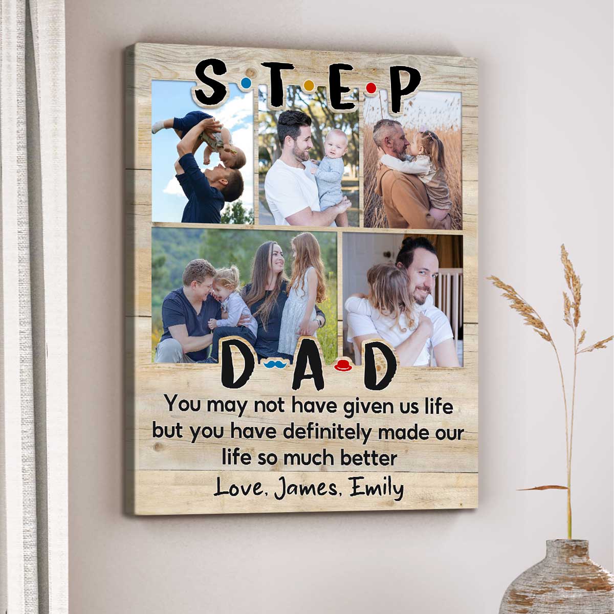 Stepdad Fathers Day Gift, Custom Step Dad Collage, Personalized Photo Gift For Step Dad, Birthday Gift For Stepped Up Dad