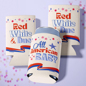All American Baby Shower Can Cooler 4th of July Party Favor Red White and Due Gift Patriotic Baby Shower Decor American Theme Gender Reveal