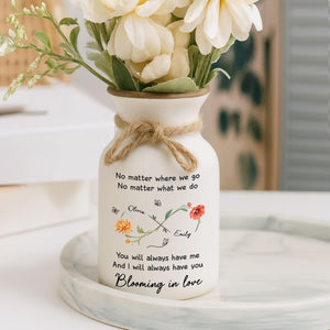 Blooming In Love, Personalized Couple Flower Vase, Custom Name Blooming in Love Vase, Romantic Anniversary Gift, Wedding Keepsake, Valentine s Day Gift