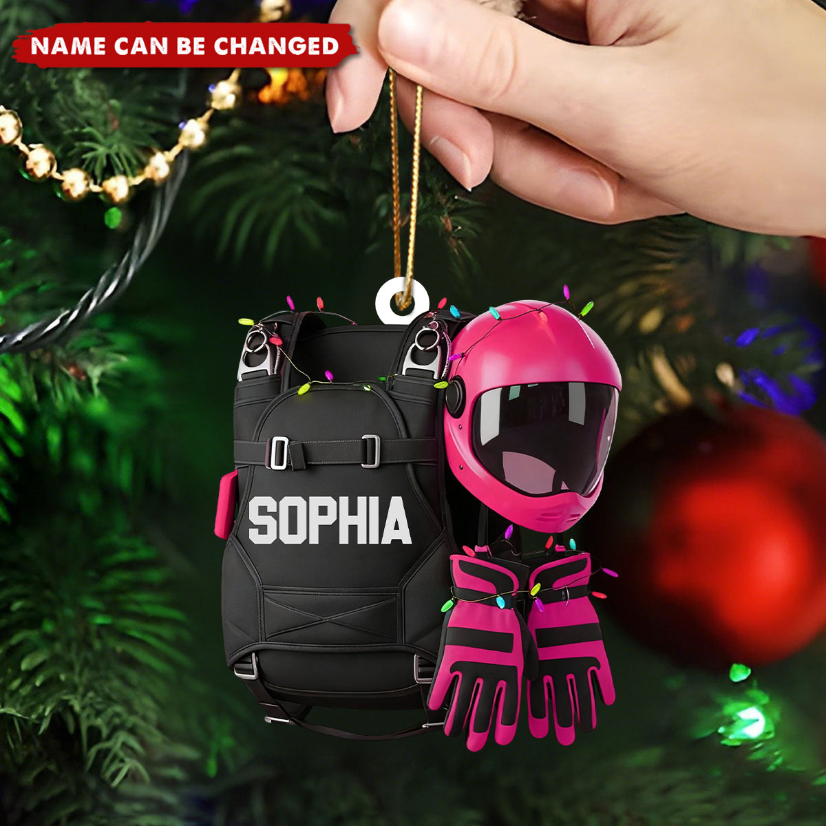 Skydiving Backpack Personalized Christmas Acrylic Ornament