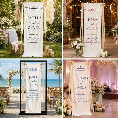 Minimalist Welcome To The Wedding Of Us - Personalized Vertical Banner