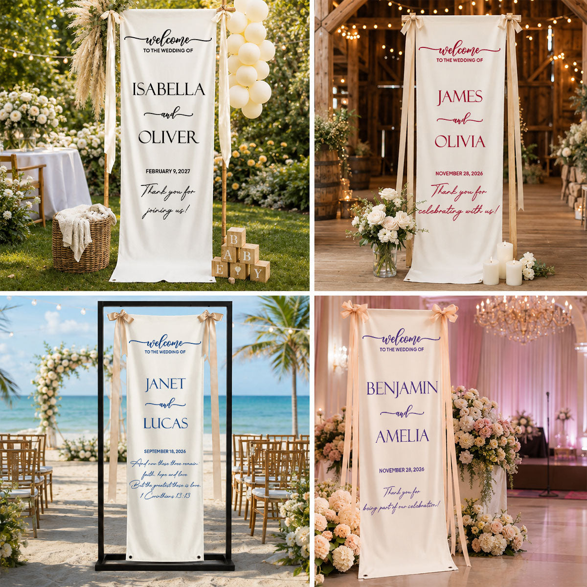 Minimalist Welcome To The Wedding Of Us - Personalized Vertical Banner