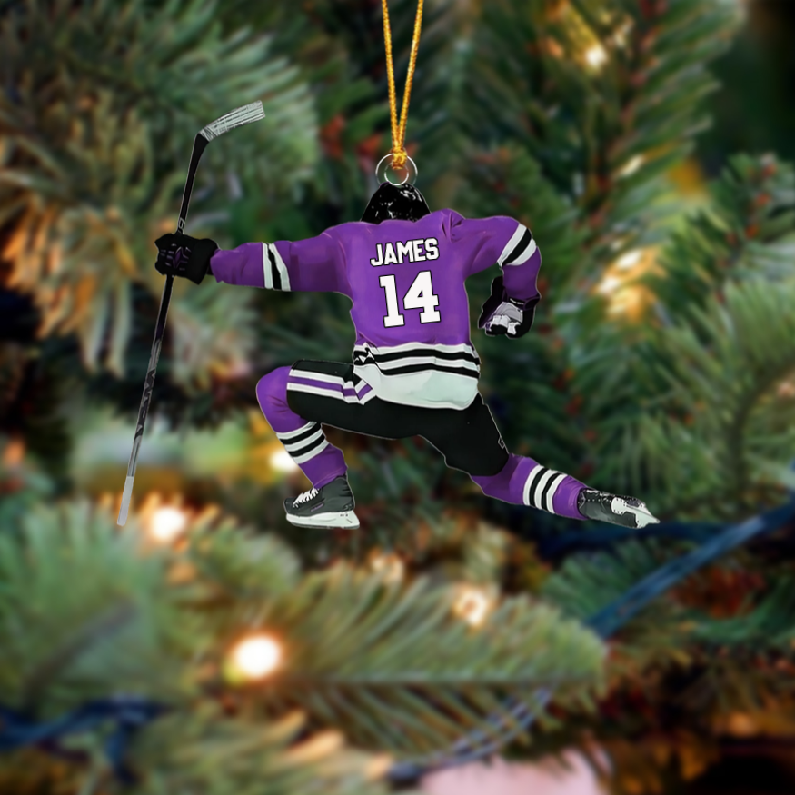 Personalized Hockey Player Christmas Ornament, Gift For Hockey Players Keepsake Ornament