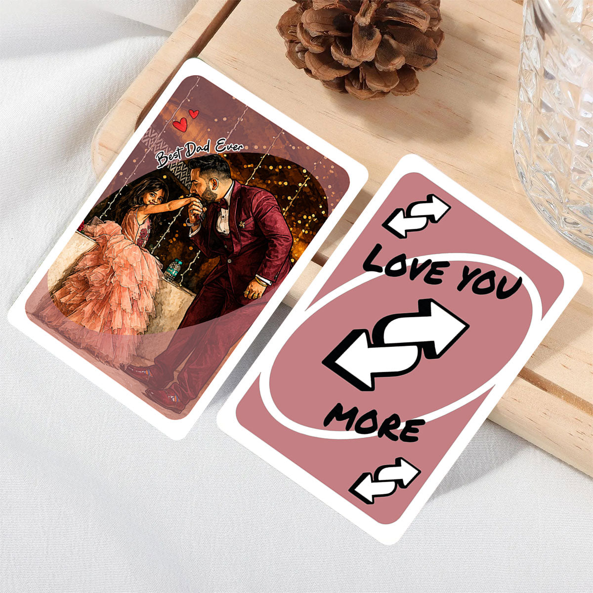 Custom UNO reverse Card for Dad, Love You More Metal Wallet Card