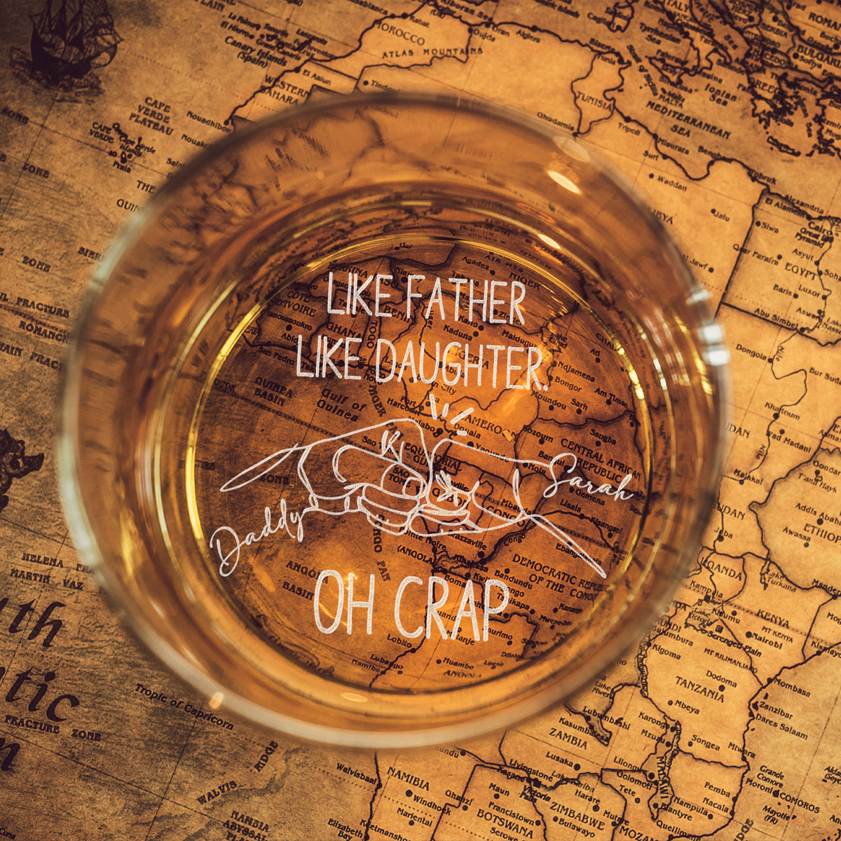 Like Father Like Daughter Oh Crap - Personalized Wine Glass - Whiskey Glass Gift For Father