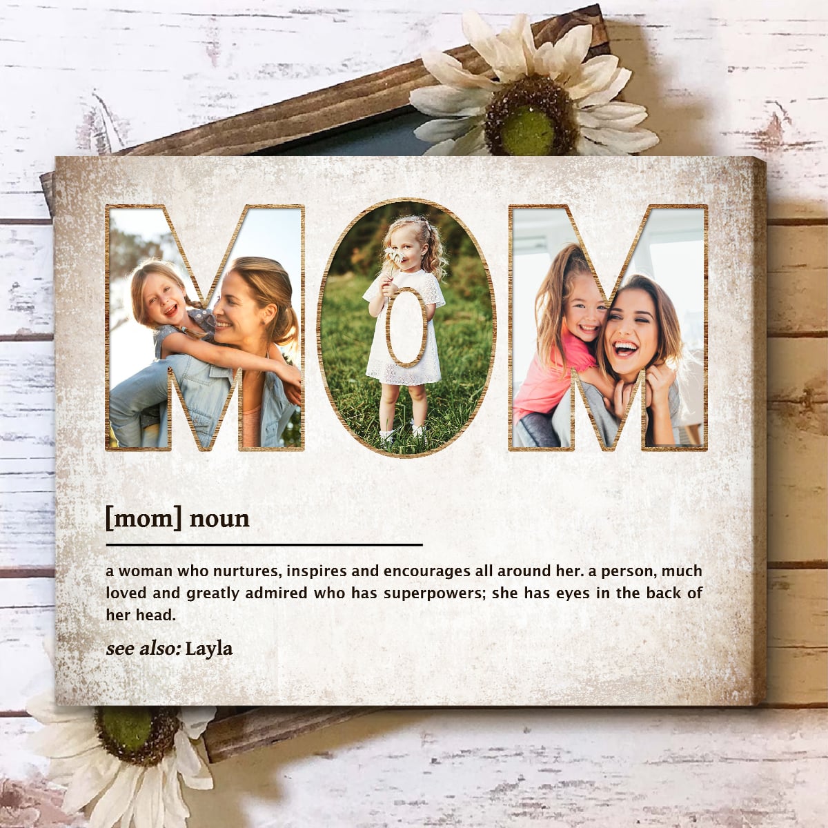Mom Definition Custom Photo - Personalized Canvas - Gift For Mom, Mother's Day, Birthday Gift
