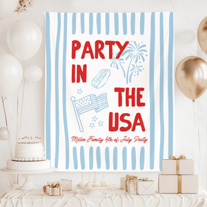 Custom 4th of July Party Banner, Family BBQ Sign, America 250th Anniversary Celebration Backdrop, USA Celebration Decor