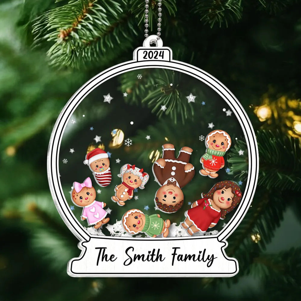Gingerbread Cookies Family - Personalized 4D Shaker Ornament - Christmas Gift For Family