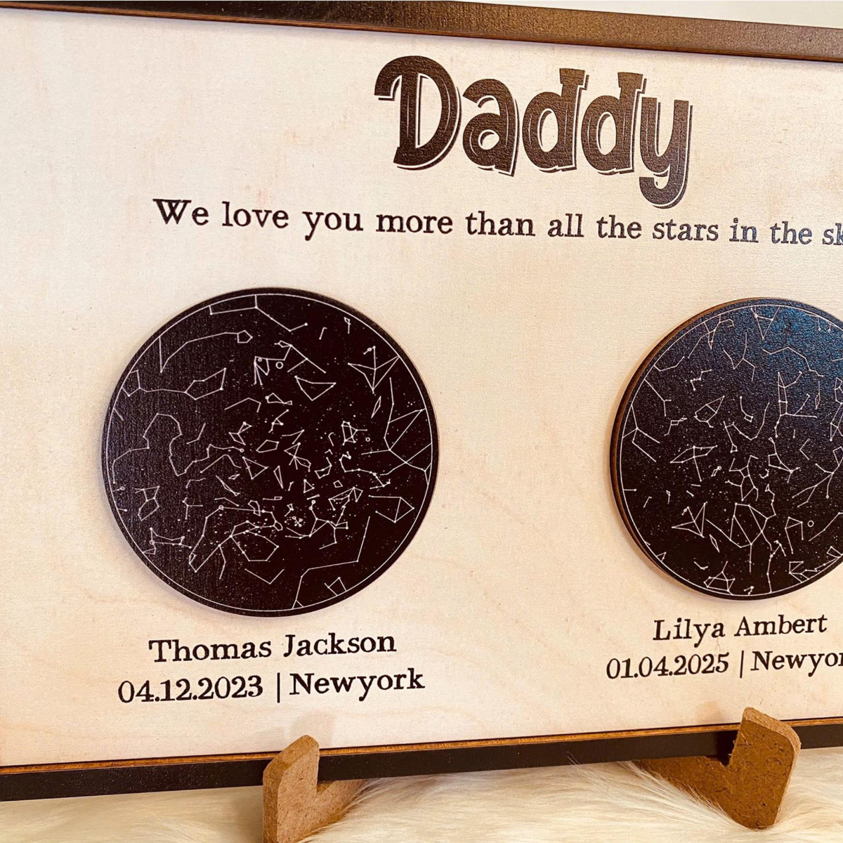 Dad Star Map Wooden Sign, Custom Gift For Dad From Daughter Son, Night Sky Star Map By Date , Fathers day Gift, Gift for Mom