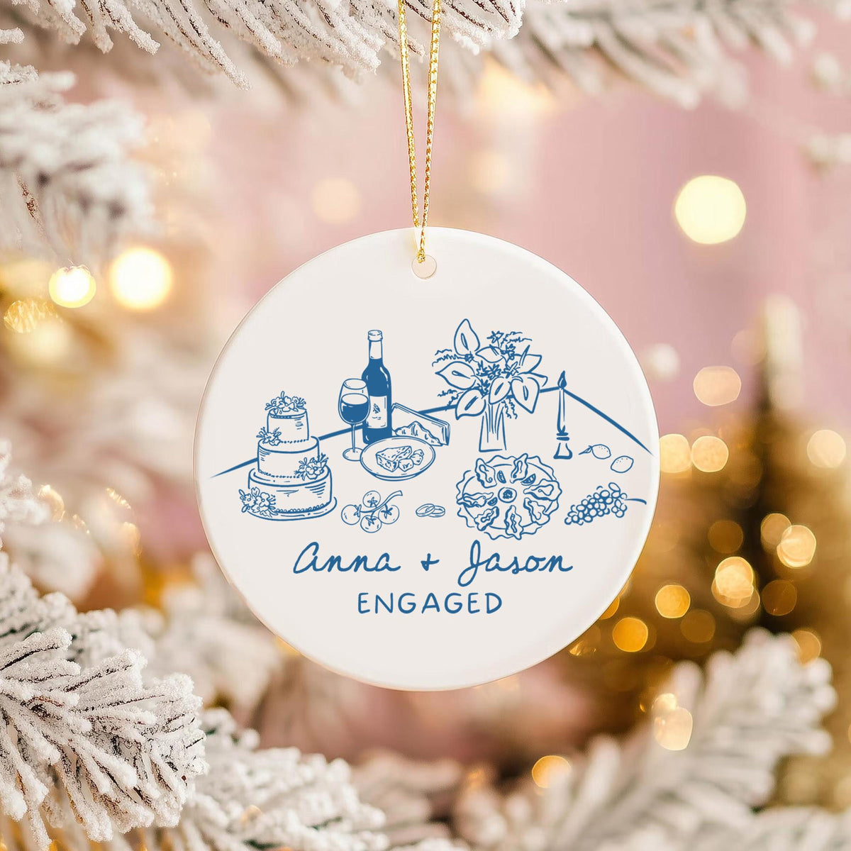 Personalized Engaged Ornament, Engagement Gift, Custom Married Ornament, Wedding Party Keepsake Gifts, Wedding Decor Favors, Newlywed Gift