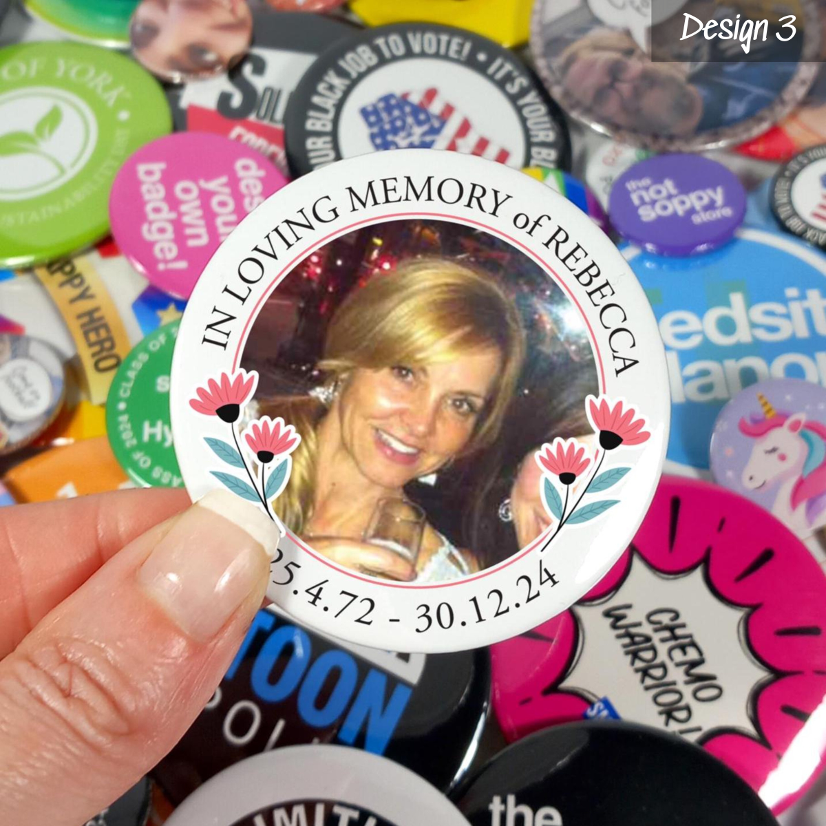 Memorial Funeral Remembrance Button Pin Badge, Loving Memorial Gift