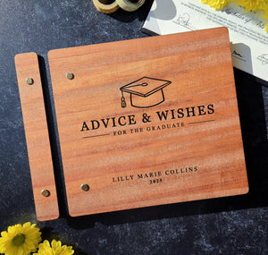Advice & Wishes Graduation Guest Book - Class of 2026 - Personalized Engraved Wood Keepsake