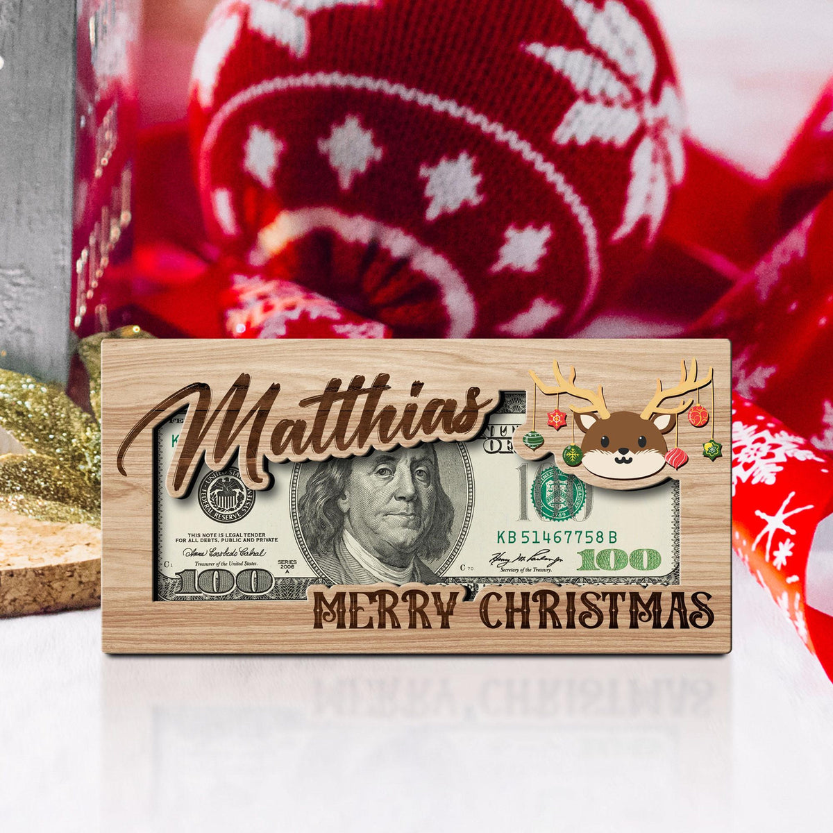 Custom Money Holder Christmas, Reindeer, Money Card, Gift For Kid, Christmas Gift For Family, Cute Money Holder, Unique Gift