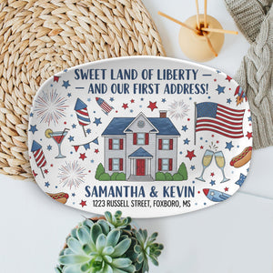 4th July New Home Platter Decoration, Custom Home Address Decor, Patriotic Housewarming Gift, Independence Day Party Decor,New Home Keepsake
