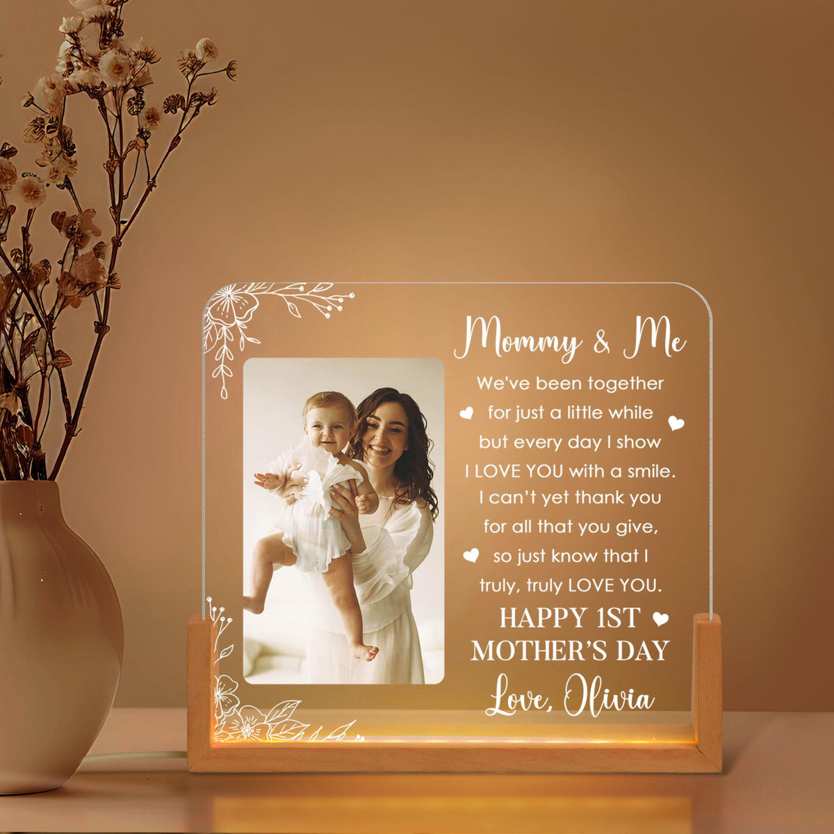 Mommy & Me Custom Photo - Personalized Desk Name Plate - First Mothers Day Gift, Expecting Mom Gift, New Mom Gift