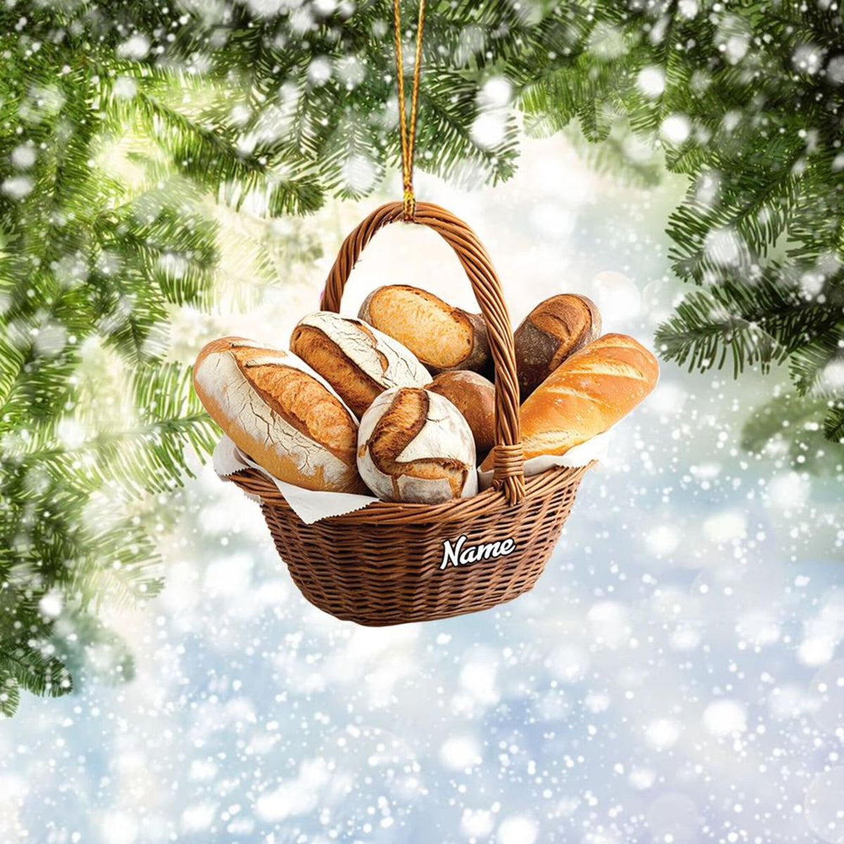 Personalized Bread Basket Christmas Ornament, Bread Christmas Ornament, Baker Ornament Gift, Baking Ornament, Bakery Ornament