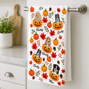 Fall Pumpkin Dog - Personalized Kitchen Towel