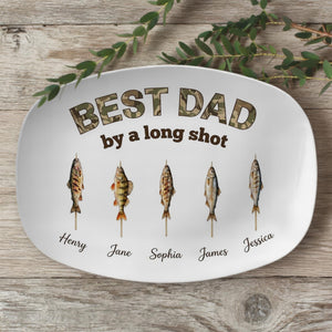 Personalized Fishing Dad Platter: Best Dad By A Long Shot Serving Tray, Custom Fisherman Family Gift