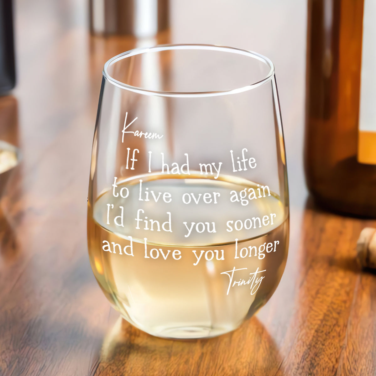 I'd Love You Longer Custom Photo - Personalized Wine Glass - Anniversary Gift, Valentine's Day Gift For Couple
