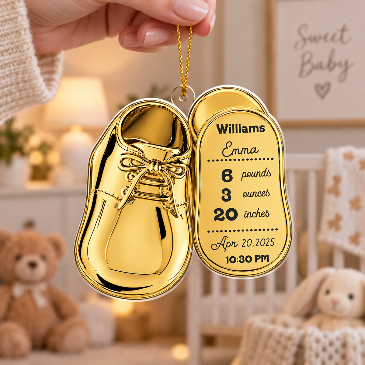 Baby Shoes Acrylic Ornament - Personalized Newborn Gifts