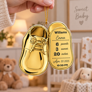 Baby Shoes Acrylic Ornament - Personalized Newborn Gifts