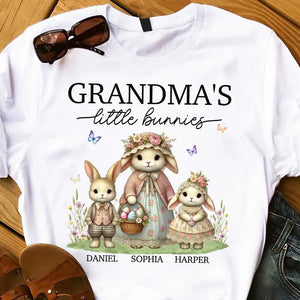 Grandma's Little Bunnies Vintage Rabbit Style - Personalized Apparel - Easter Gift For Mom, Grandma