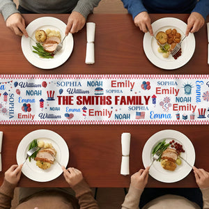 Independence Day Custom Family Name - Personalized Table Runner - 4th Of July Gift For Family, 250th Home Decoration