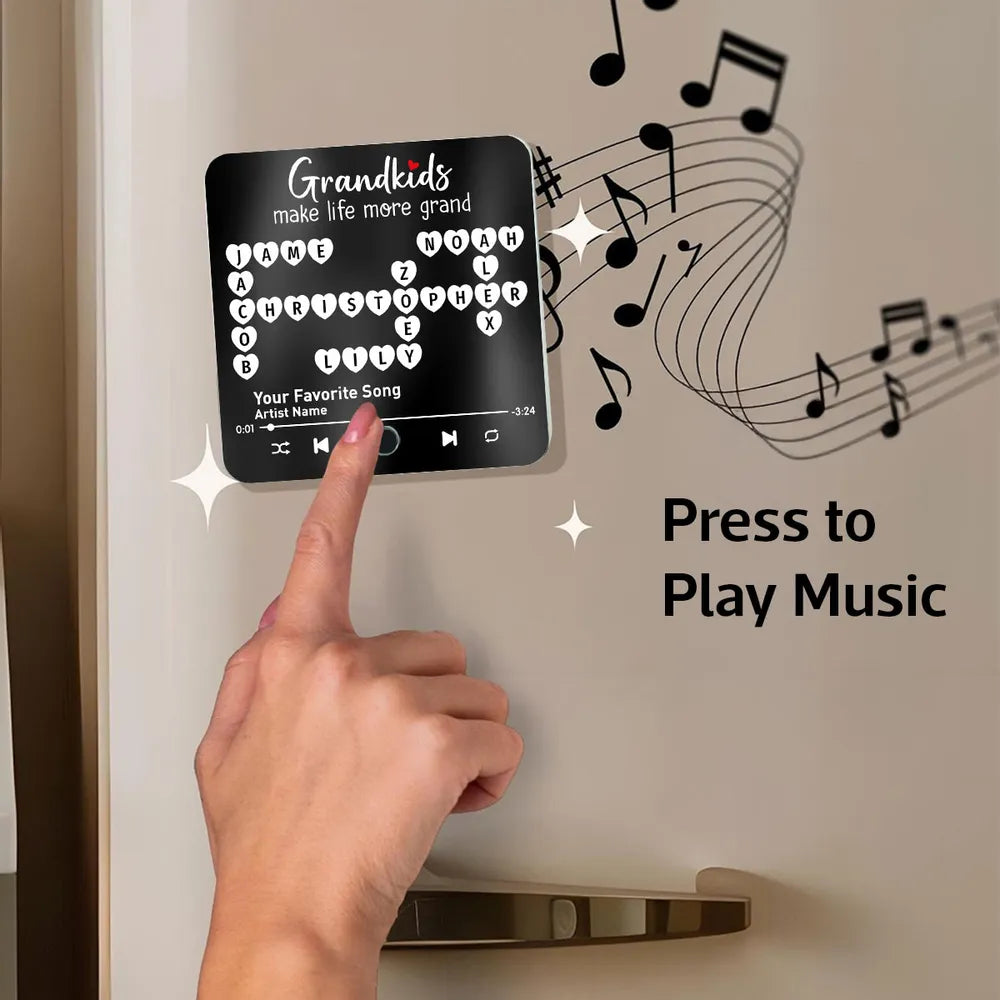 Grandkids Make Life More Grand - Personalized Music Fridge Magnet - Gift For Grandma, Mother's Day, Birthday Gift
