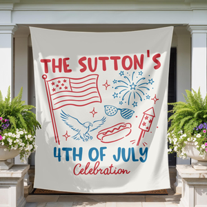 4th of July Party Banner: Custom USA Theme Party Decorations America 250th Anniversary Sign