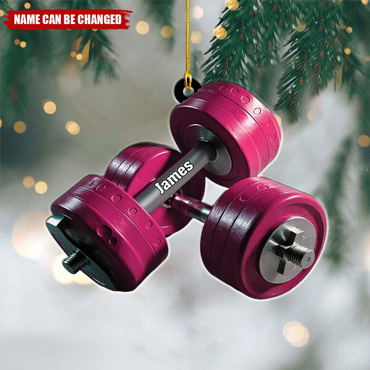 Personalized Fitness Ornament, Gym Workout Dumbbell Weight Plate Ornament