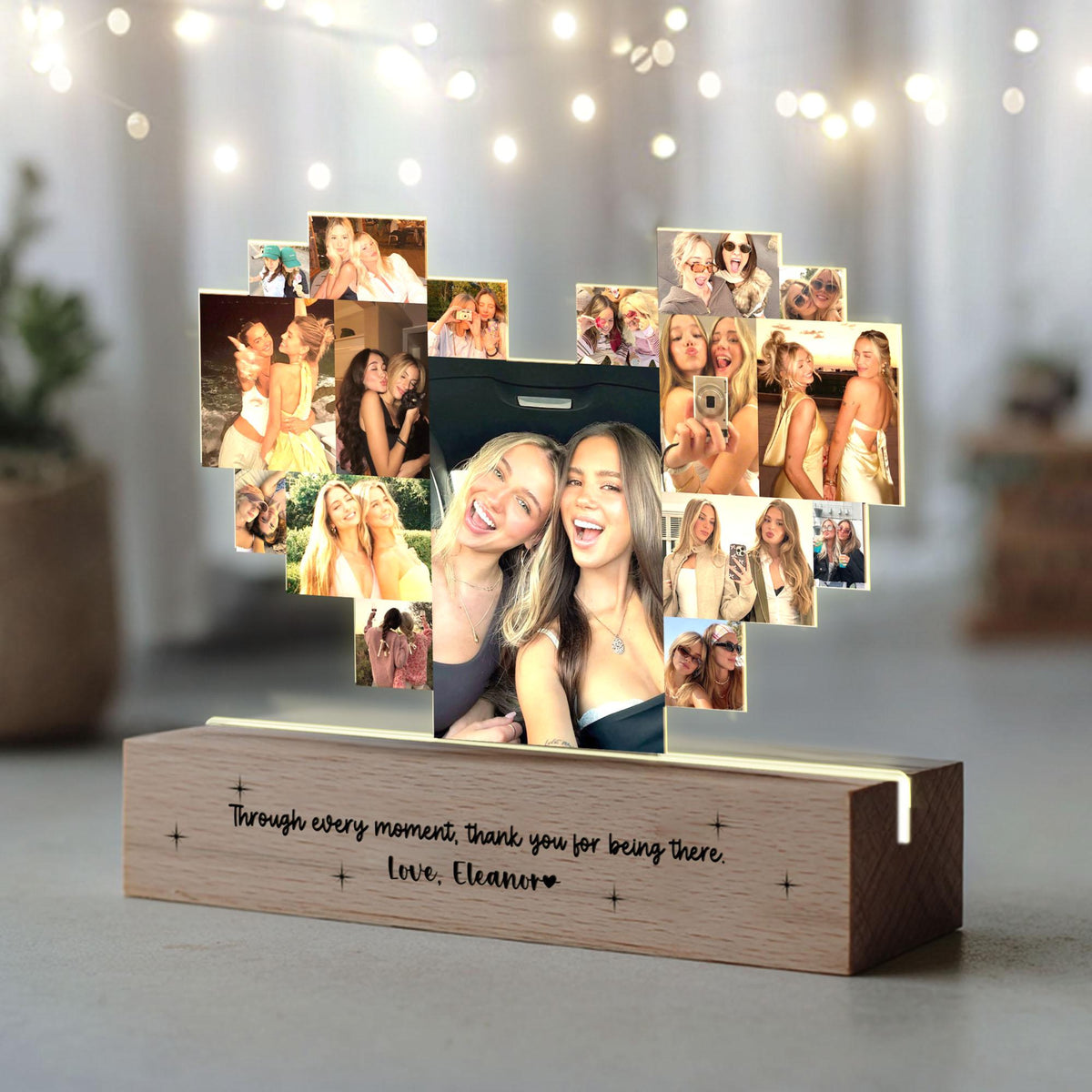 Custom Bestie Photo Collage Night Light, Custom Friendship Photo Collage, Birthday Gift For Best Friend, BFF Birthday, Gift For Soul Sister