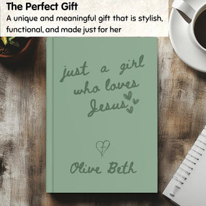 Christianity gifts for her-Personalized Christian Journal, Bible Study Notebook, Prayer Journal, Custom Name Girl Who Loves Jesus Book