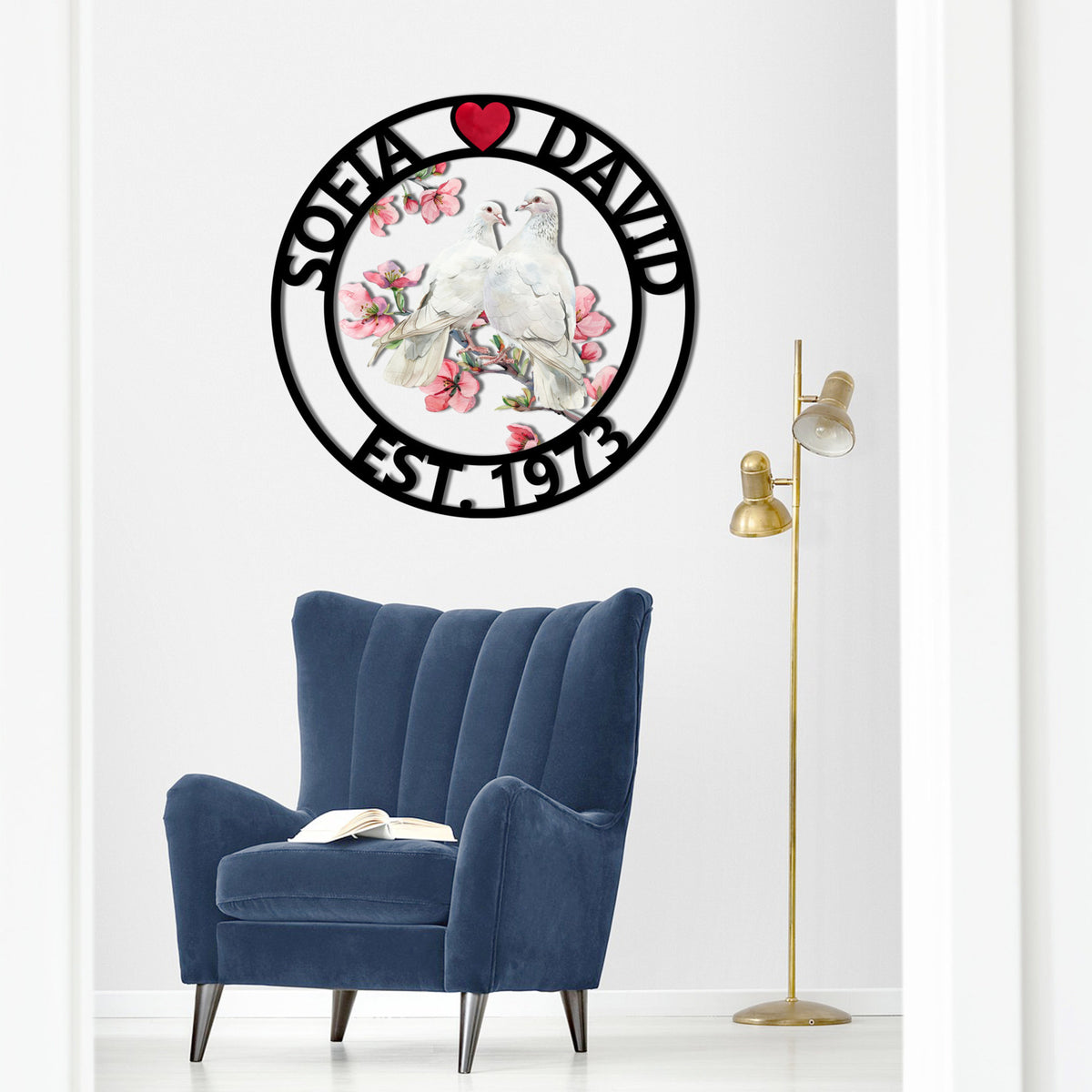 Custom Anniversary Sign, Family Name Sign, Parents Anniversary Gift, Golden Anniversary Wedding Anniversary Metal Wall Art, Doves Metal Sign