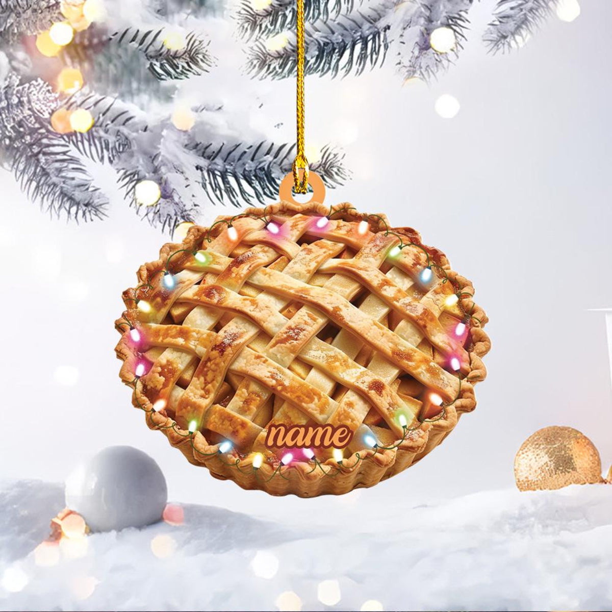 Personalized 2D Flat Apple Pie Ornament, Apple Pie Christmas Decor, Apple Pie Hanging Decor, Xmas Gift, Apple Pie Lover Gift