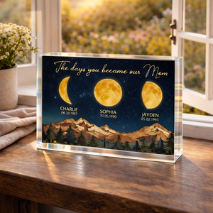 Mountain Valley The Day You Became Mom Grandma Custom Birth Moon Phase - Personalized Acrylic Plaque - Mother's Day Gift For Mom, Grandma