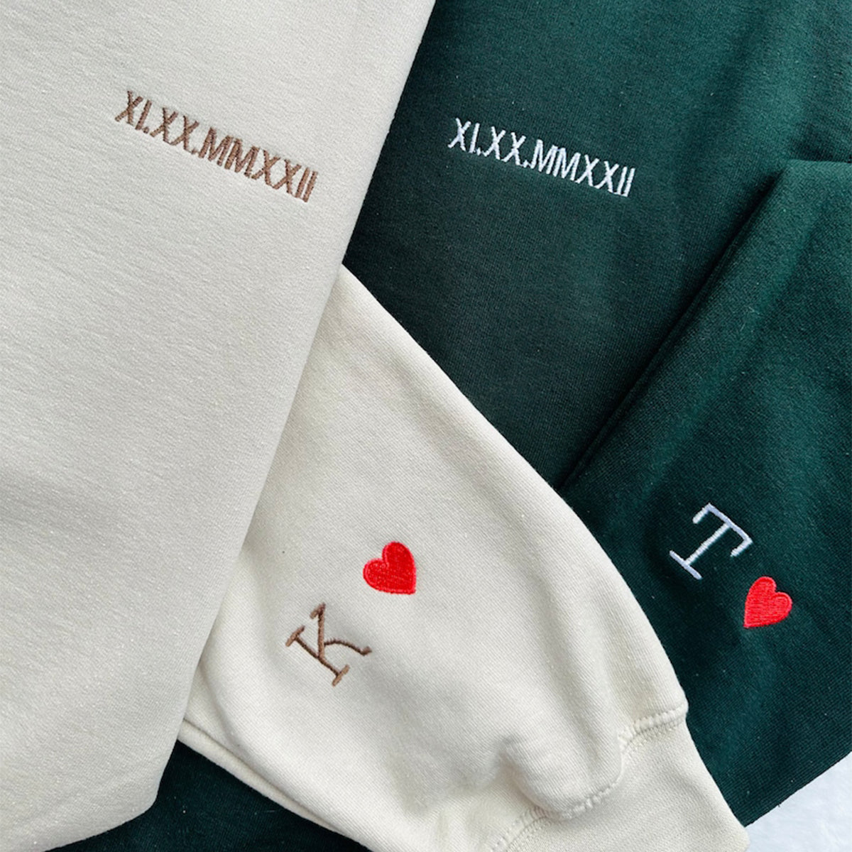 Personalized Roman Numeral Date and Initial Perfect for Couple's Anniversary Embroidered Shirt